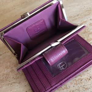 🌹GIANI BERNINI Purple Pebble Leather Snap and Kiss-Lock Wallet!